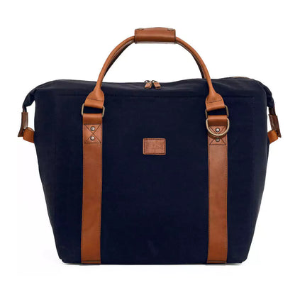 White Wing Waxed Canvas Large Cooler - 35L in Hickory-Navy by Mission Mercantile Leather Goods.