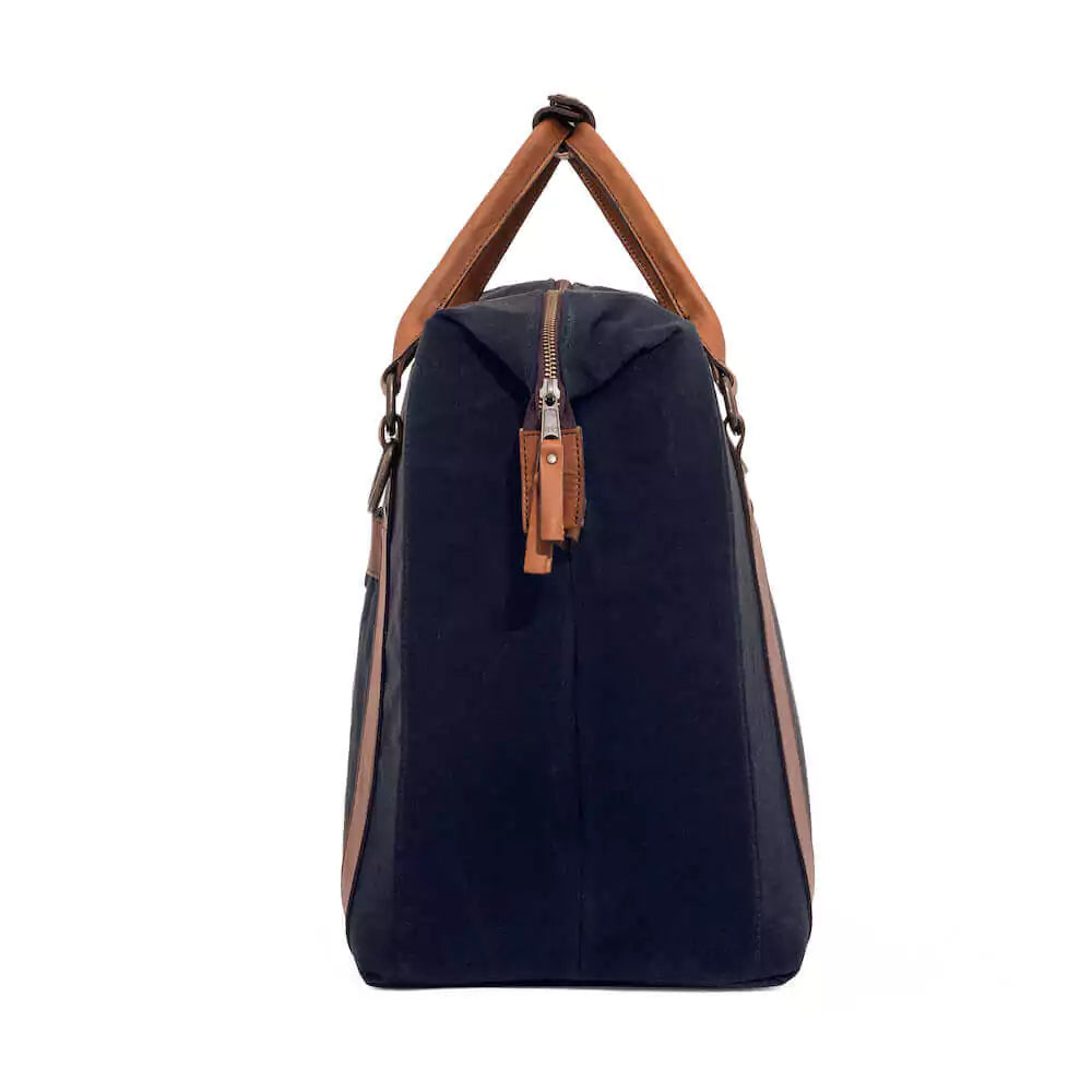 White Wing Waxed Canvas Large Cooler - 35L in Hickory-Navy by Mission Mercantile Leather Goods.