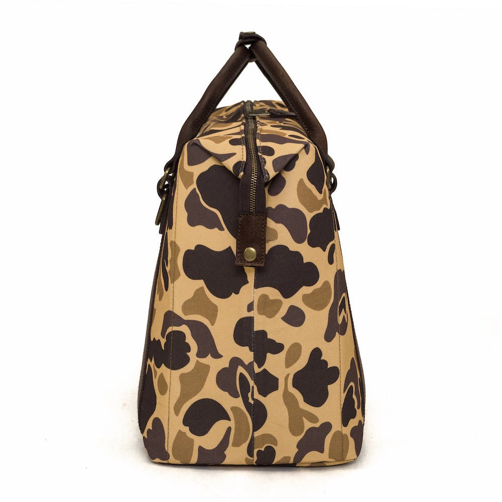 White Wing Waxed Canvas Large Cooler - 35L in Smoke-Vintage-Camo by Mission Mercantile Leather Goods.