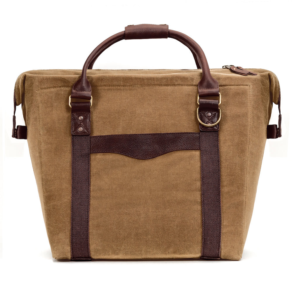 White Wing Waxed Canvas Large Cooler - 35L in Smoke-Brown by Mission Mercantile Leather Goods.