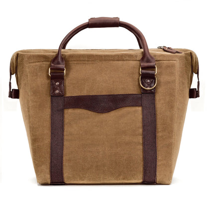White Wing Waxed Canvas Large Cooler - 35L in Smoke-Brown by Mission Mercantile Leather Goods.
